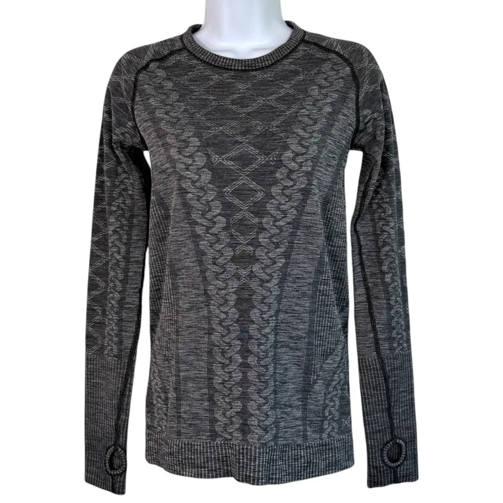 Lululemon Womens Rest Less Pullover Sz 4‎ Seamless Thumbholes Running Midlayer